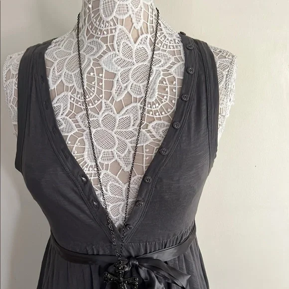 Buffalo David Bitton Gray Asymmetrical Wrap Sundress - Picture 3 of 15